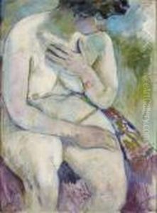 "nu Assis" by Jules Pascin