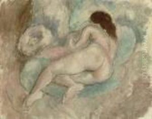 Femme Nue Allongee by Jules Pascin