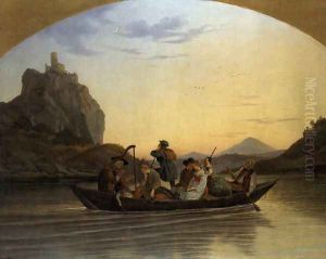 Crossing the Elbe at Aussig 1837 by Adrian Ludwig Richter