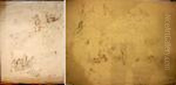 Planche De Cinq Etudes Dont Les Lutteuses / Etudes (recto Verso) - view 1