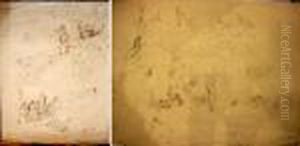Planche De Cinq Etudes Dont Les Lutteuses / Etudes (recto Verso) by Jules Pascin
