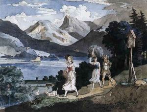 The Fuschlsee with the Schafberg Mountain in the Salzkammergut 1823 by Adrian Ludwig Richter