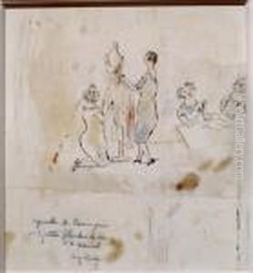 Dessin Preparatoire Pour " L'atelier De Couture " In 3 Petites Filles Dans La Rue
D'andre Warnod by Jules Pascin