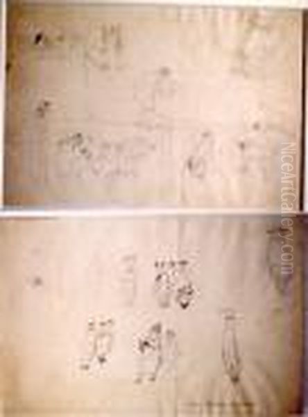 Dessins Preparatoires Pour 
Nenette Et La Fete De Sainte Catherine, Alice, Nenette Et Le Medecin 
(recto), Marie Et La Noire Et La Grosse (verso) - view 1