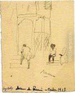 Assis Dans La Rue by Jules Pascin