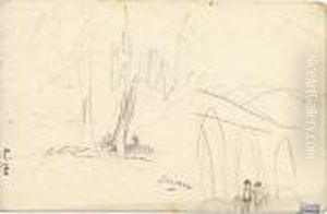 Personnages Assis Sous Des Arbres by Jules Pascin