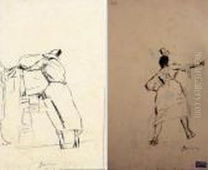 Femme De Dos / Femme Au Travail (recto Verso) by Jules Pascin