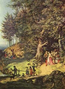 Bridal Procession in a Spring Landscape (detail) by Adrian Ludwig Richter