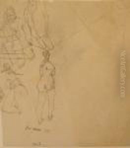 Deux Femmes Et Deux Hommes En Manteau by Jules Pascin