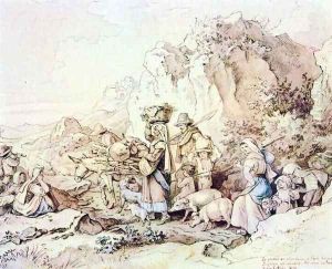 Homecoming of the countrymen after Civitella by Adrian Ludwig Richter