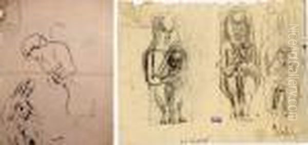 Etudes De Vierge A L'enfant / Deux Etudes De Femme (recto Verso) - view 1