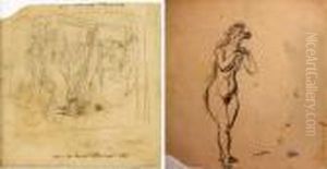 Les Naiades / Jeune Femme Nue (recto Verso) by Jules Pascin