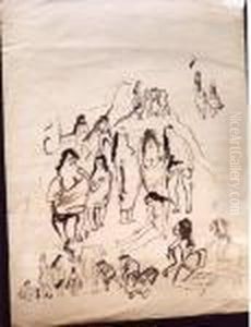 Jeunes Filles A La Fontaine by Jules Pascin