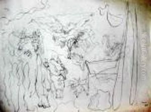 Filles Et Vieux Sans Dessus Dessous by Jules Pascin