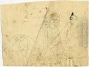 Deux Femmes Assises Et Un Visage by Jules Pascin
