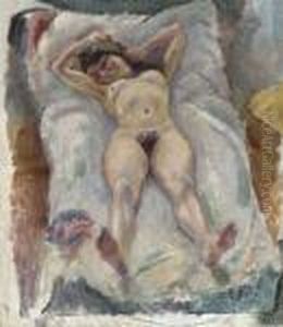 Femme Couchee Aux Bras Leves by Jules Pascin