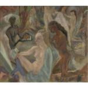 Jeunes Filles Coiffant Une Femme Blonde by Jules Pascin