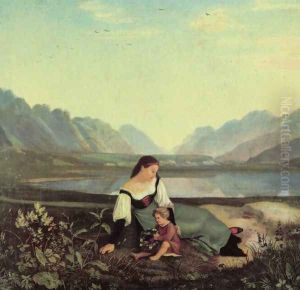 Girls on the meadow, Inntal with resound by Adrian Ludwig Richter