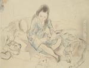 Study Of Three Children by Jules Pascin