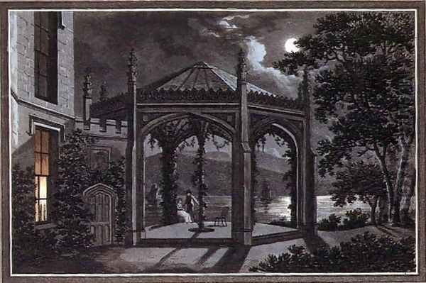 Pavilion and Greenhouse for a Gothic Mansion, from Observations on the Theory and Practice of Landscape Gardening, pub. 1802 - view 1