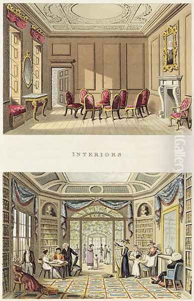 Interiors The Old Cedar Parlour and The Modern Living Room, from Fragments on the Theory and Practice of Landscape Gardening, pub. 1816 - view 1