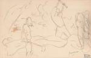 Three Figures Working by Jules Pascin