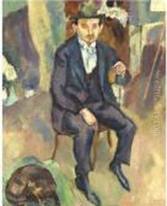 L'homme Au Chien (portrait D'un Peintre Allemand) by Jules Pascin