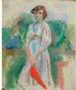 Hermine A L'ombrelle Rouge, Vers 1908 by Jules Pascin