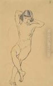Jeune Femme Nue, Sur Une Chaise>. by Jules Pascin
