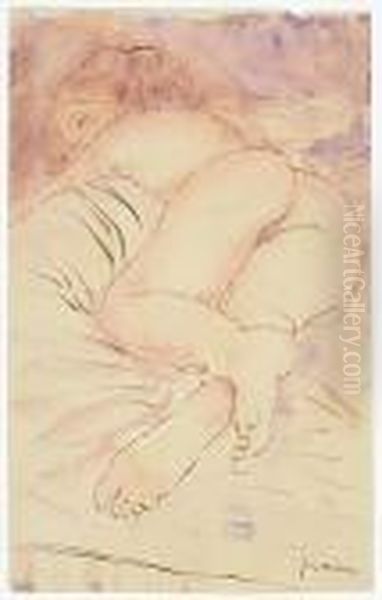 Two Watercolors.
Reclining Nude - view 1