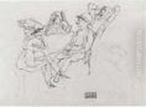 Deux Couples Attables by Jules Pascin
