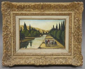 Oriental Style Horsemen In A Garden Landscape