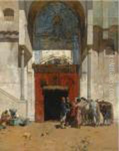 Cavalry Before A Mosque by Alberto Pasini