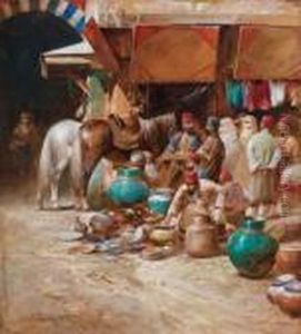 Les Marchands De Ceramique by Alberto Pasini