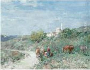 Halt Outside A Turkish Hill Town by Alberto Pasini