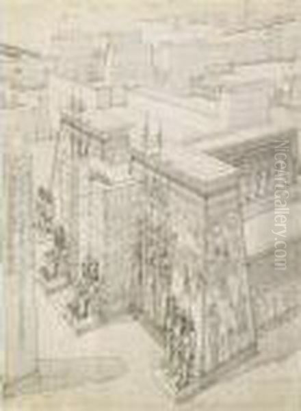 Etudes De Reconstitution De Temples Egyptiens - view 1