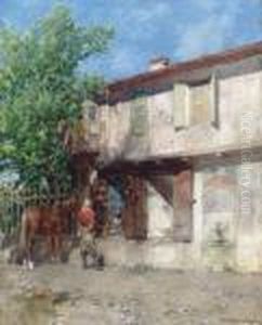 Visting The Pottery Vendor by Alberto Pasini