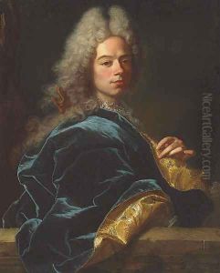 Portrait of Jean-Louis de Roll-Montpellier, half-length, in a blue and gold robe by Hyacinthe Rigaud