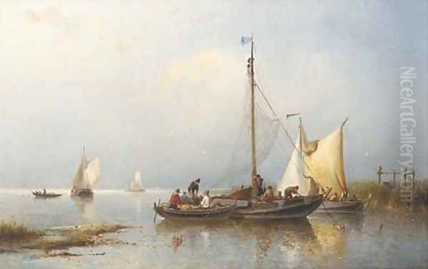 A calm fishermen inspecting their catch - view 1