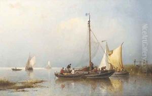A calm fishermen inspecting their catch by Nicolaas Riegen