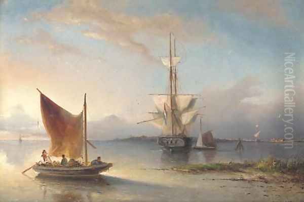 A Dutch merchantman drying her sails in the estuary - view 1