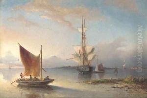 A Dutch merchantman drying her sails in the estuary