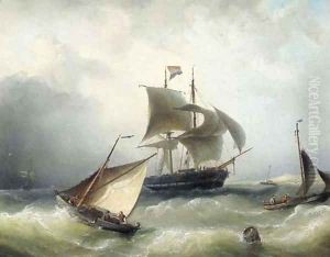 Busy shipping in a breeze off the coast