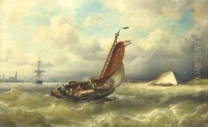 A barge from Marken on the IJ, Amsterdam in the distance