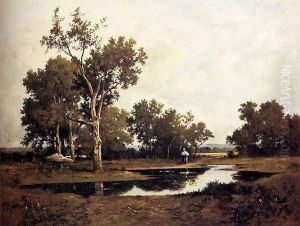 A Faggot Gatherer By A Quiet Pool by Leon Richet