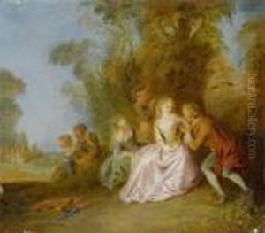 Gallant Scene In A Park. by Jean-Baptiste Joseph Pater
