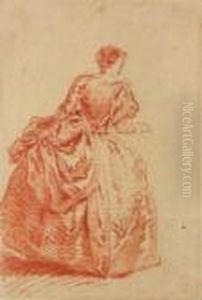 Etude De Femme En Pied Tenant Sa Robe by Jean-Baptiste Joseph Pater