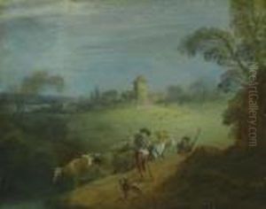 Landschaft Mit Kuherde Und Hirtenpaar.