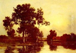 Paysage De Riviere Au Crepuscule (River at Twilight) by Leon Richet