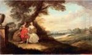 La Cage A Oiseaux Dans Un Paysage by Jean-Baptiste Joseph Pater